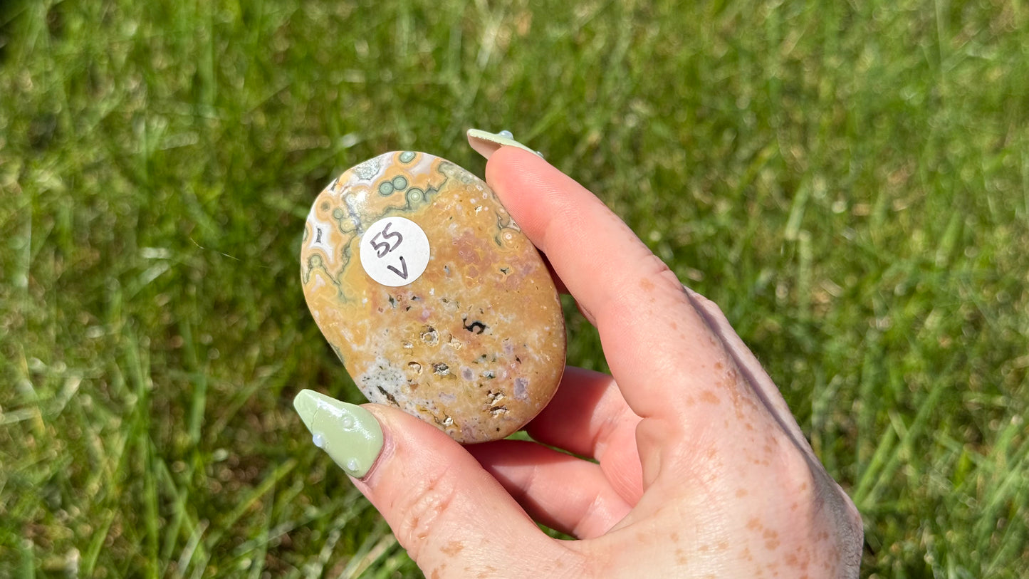 Ocean Jasper Palm Stone V - Personal Collection Destash