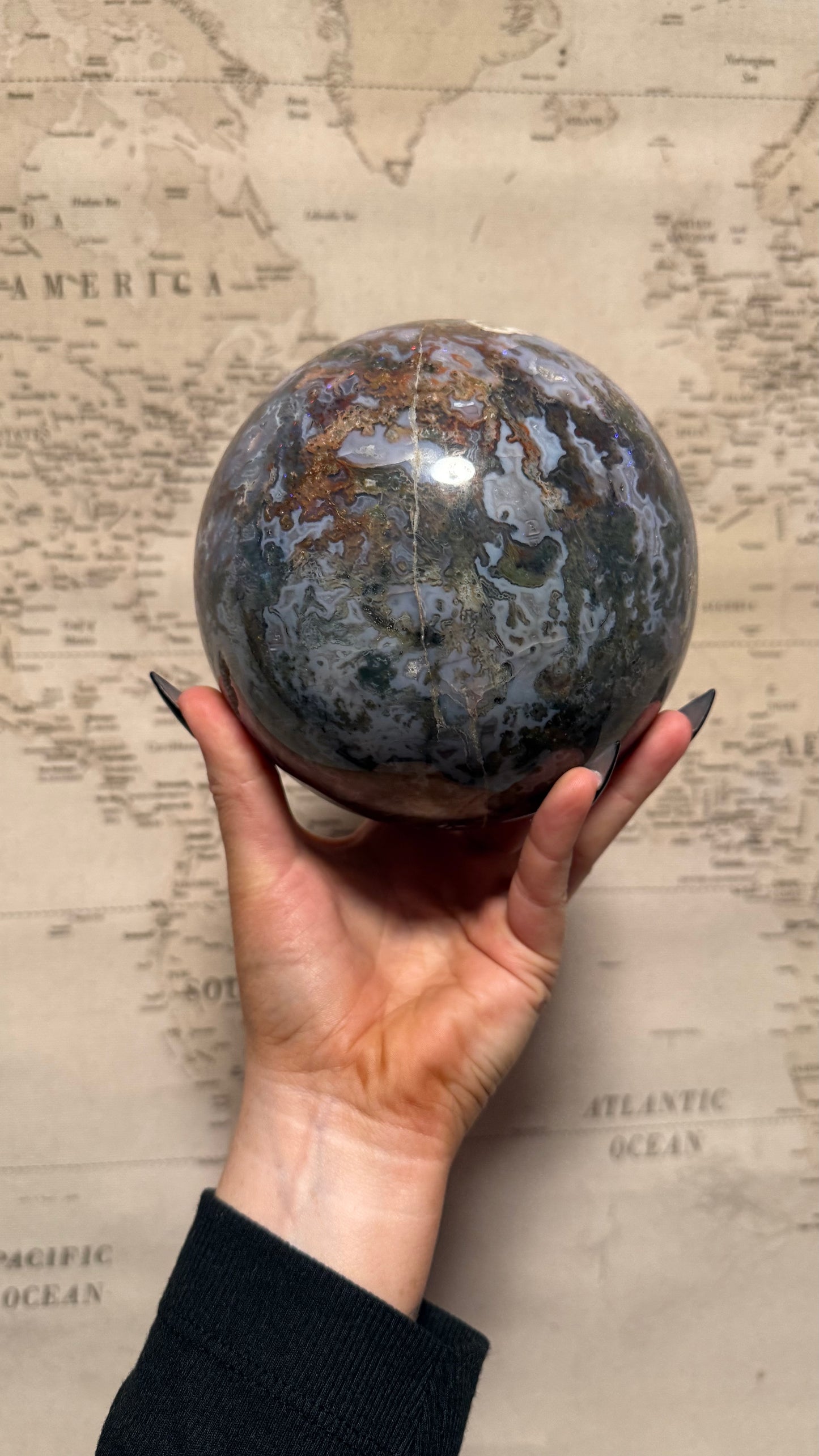 XL Moss Agate Sphere - Personal Collection Destash