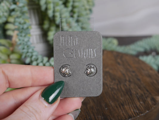 Scarab Silver Studs