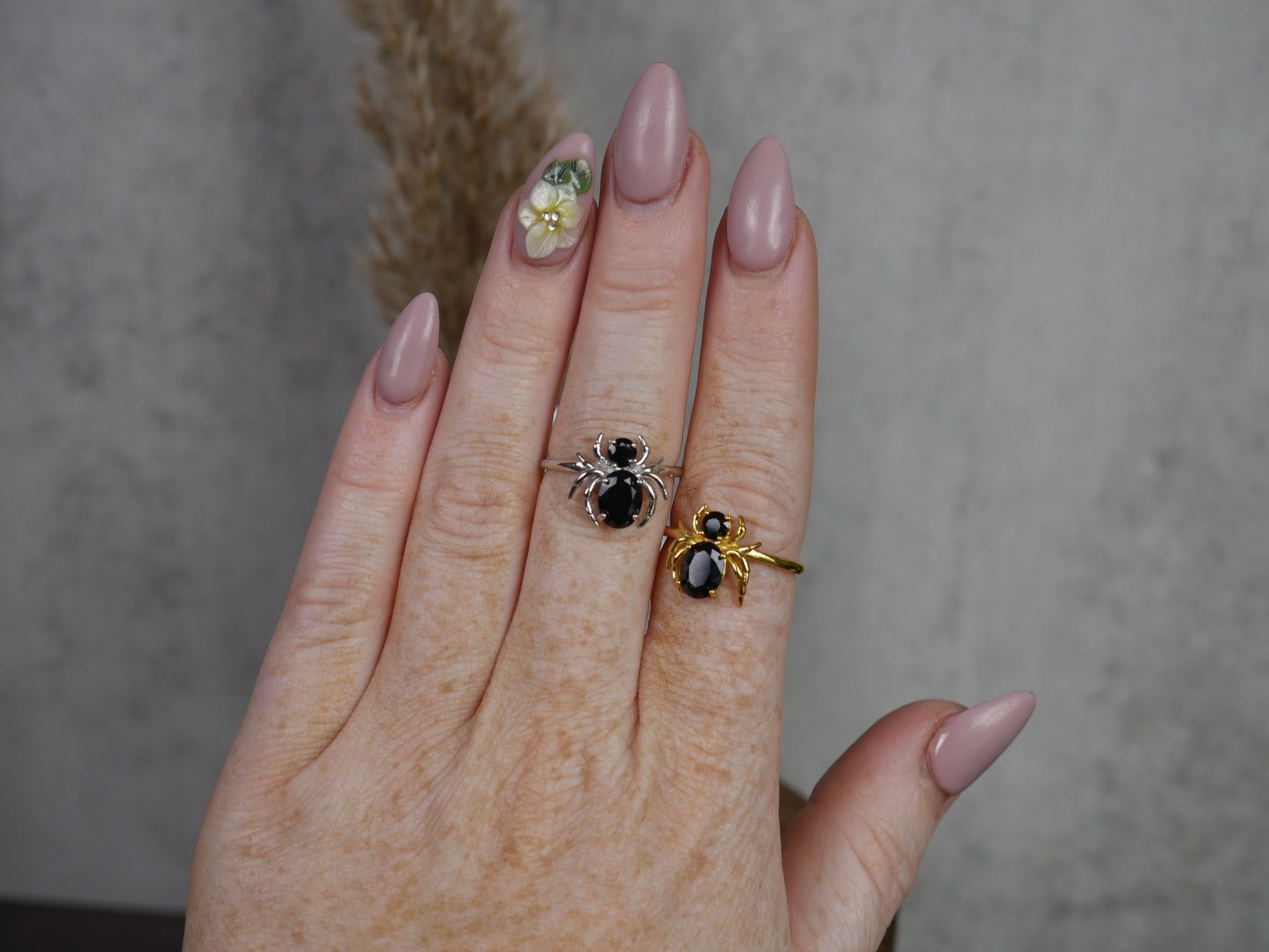 Black Spinel Spider Ring