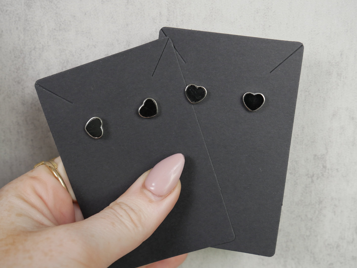 Black Tourmaline Heart Studs