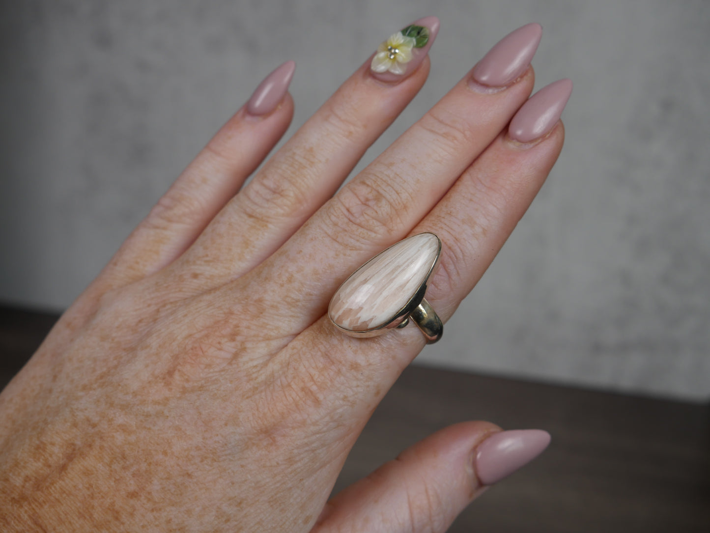 Pink Scolecite Ring #2