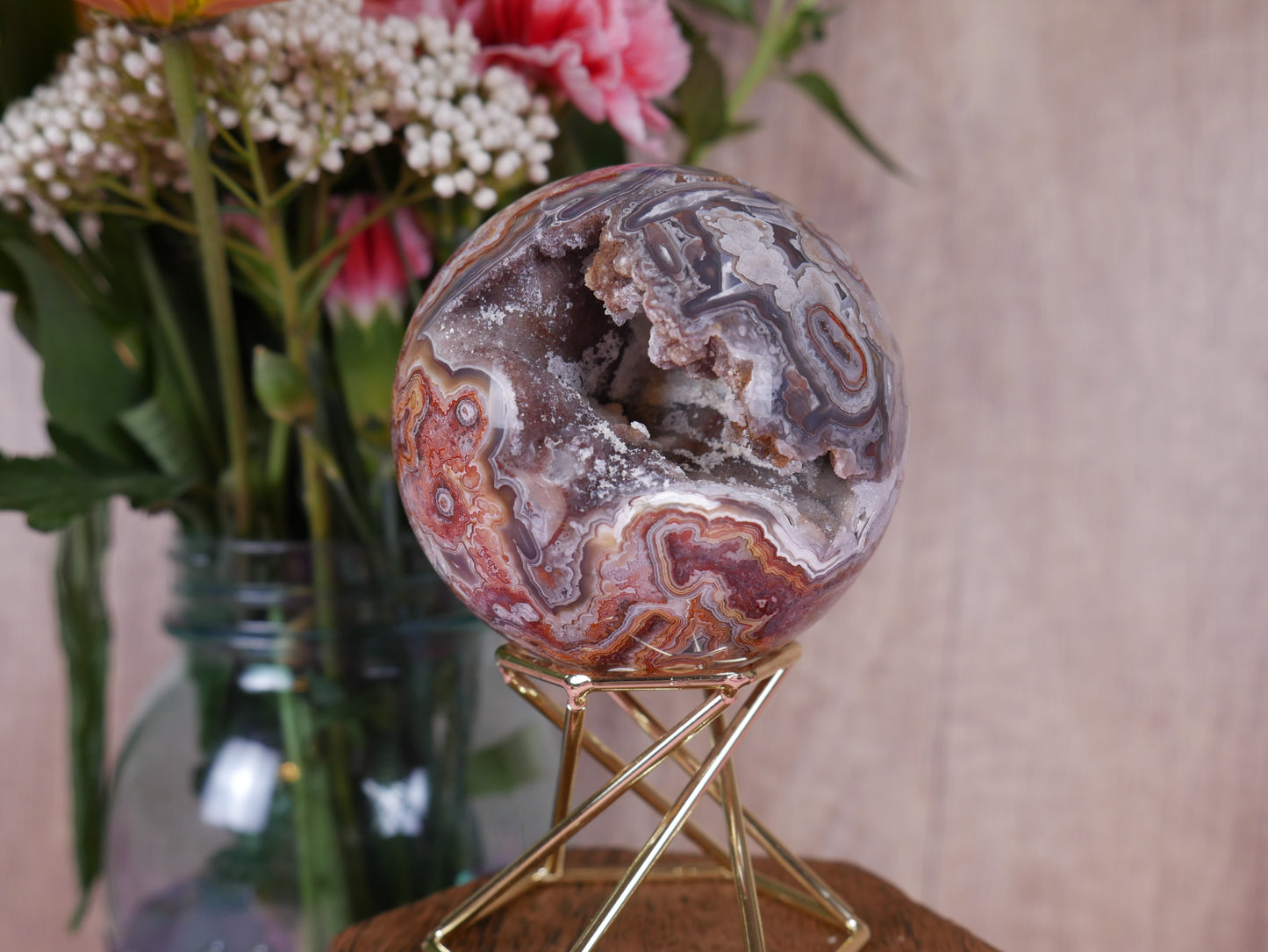 Crazy Lace Agate Sphere #4