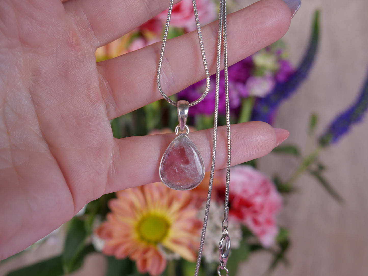 Pink Tourmaline Slice Pendant