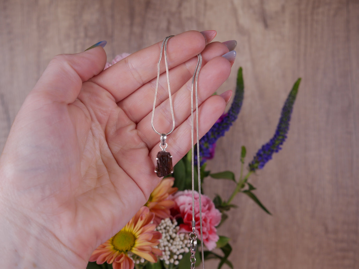 Raw Pink Tourmaline Pendant