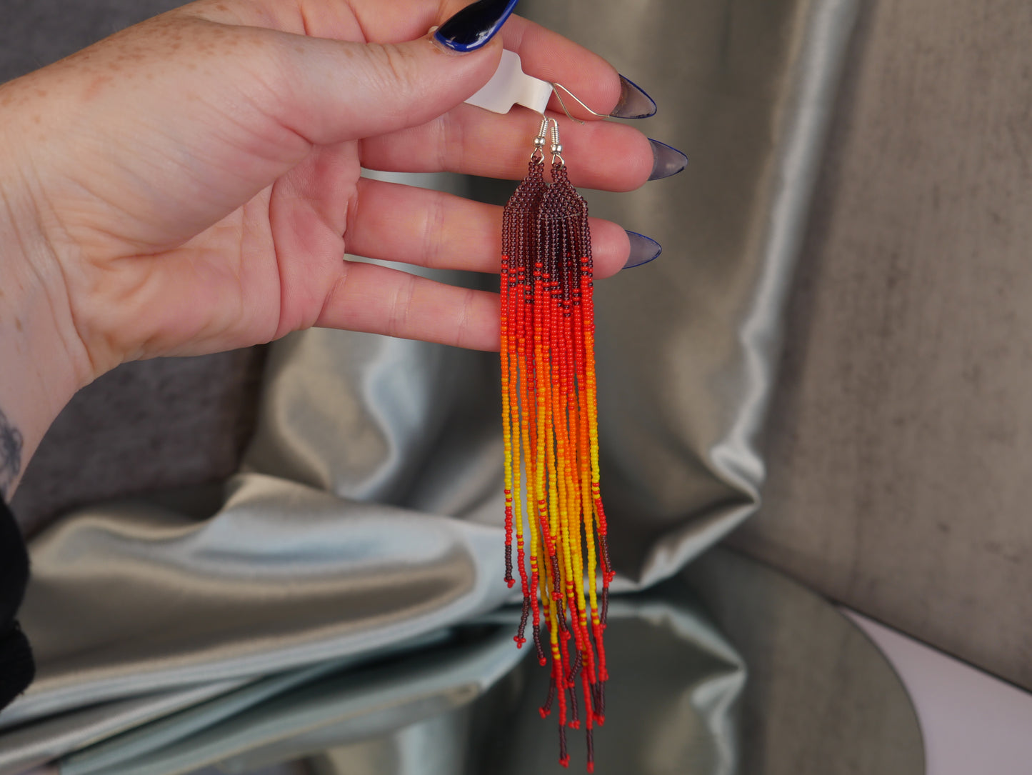 Sunset Earrings - Huichol Bead Art