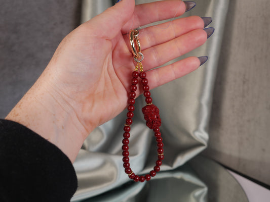 Cinnabar Chinese Goddess Phone Chain