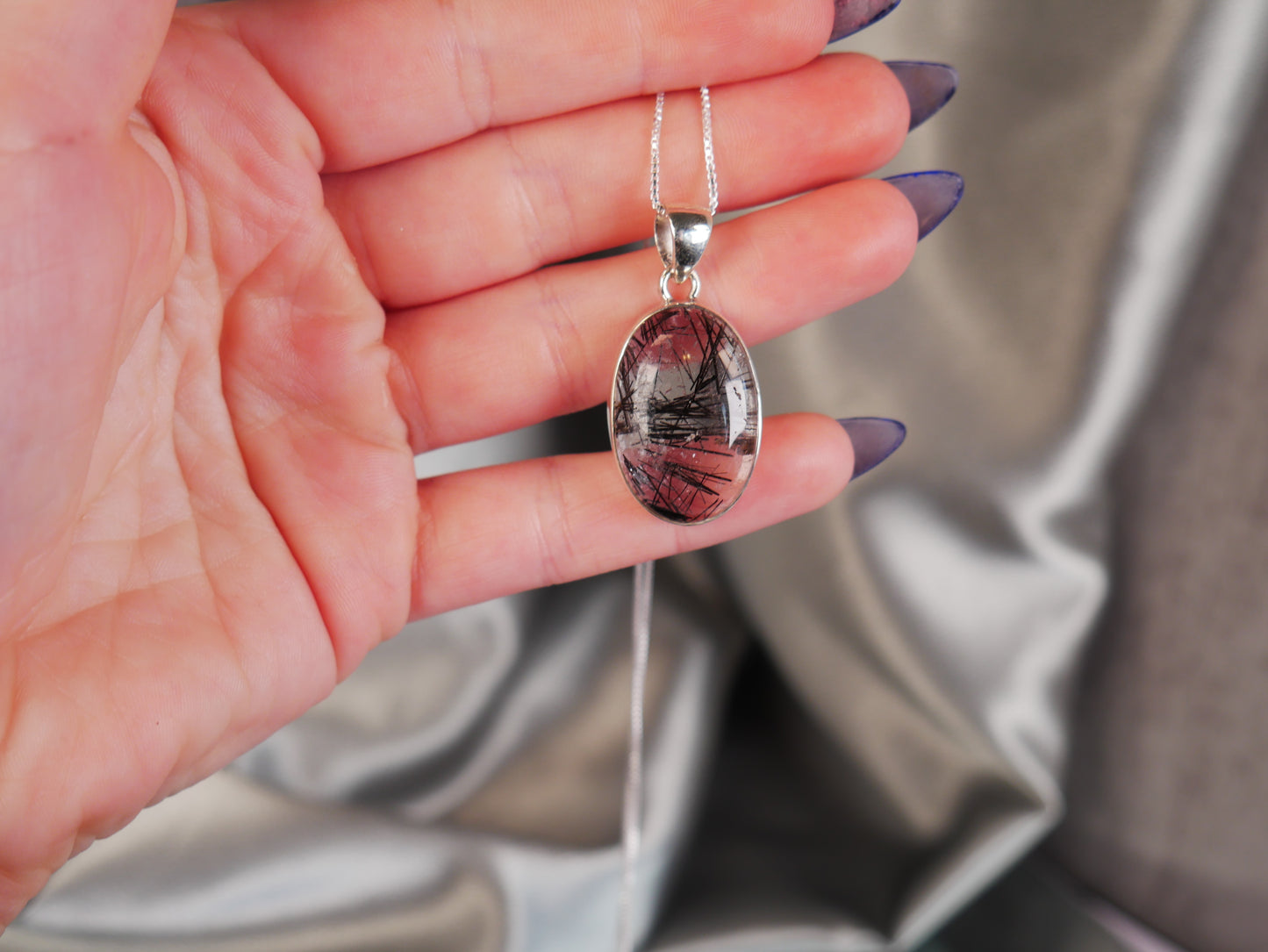 Black Tourmaline in Quartz Pendant