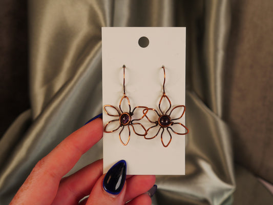 Untamed Gems - Amethyst Flower Wire Wrapped Earrings