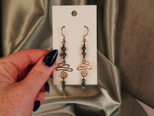 Untamed Gems - Moss Agate Wire Wrapped Earrings