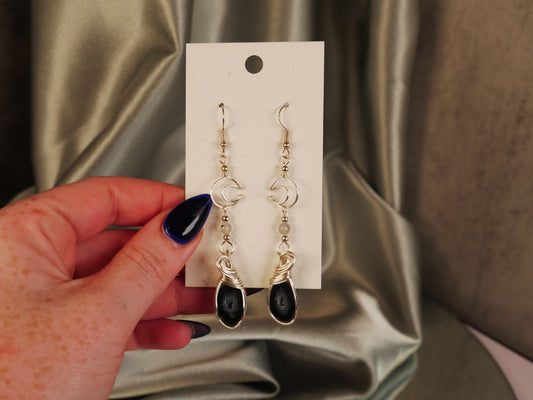 Untamed Gems - Labradorite & Geodes Wire Wrapped Earrings