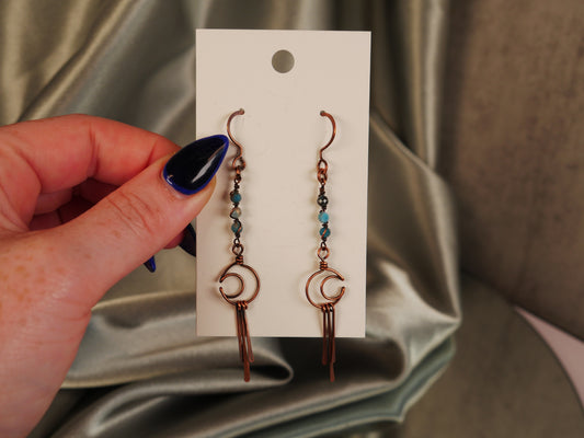 Untamed Gems - Blue Apatite Wire Wrapped Earrings