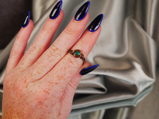 Untamed Gems - Malachite Size 7 Wire Wrapped Ring