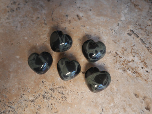 Spiderweb Obsidian Mini Puffy Heart