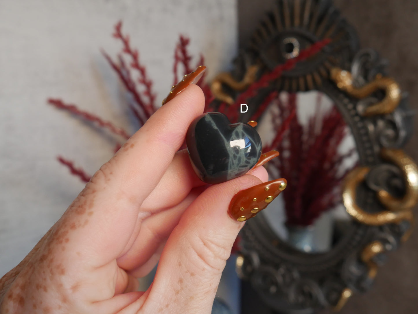 Spiderweb Obsidian Mini Puffy Heart
