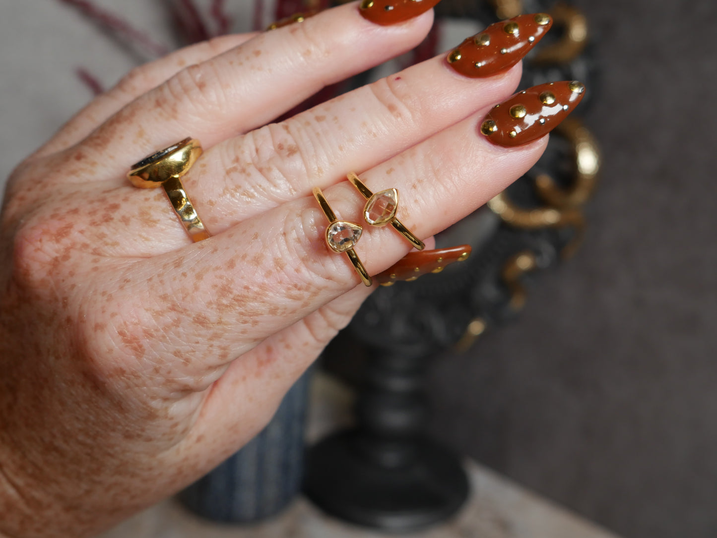 Gold Herkimer Diamond Ring