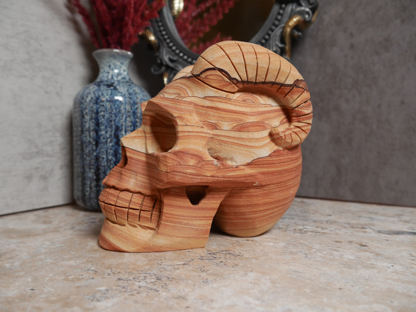 Sandstone Horned Skull