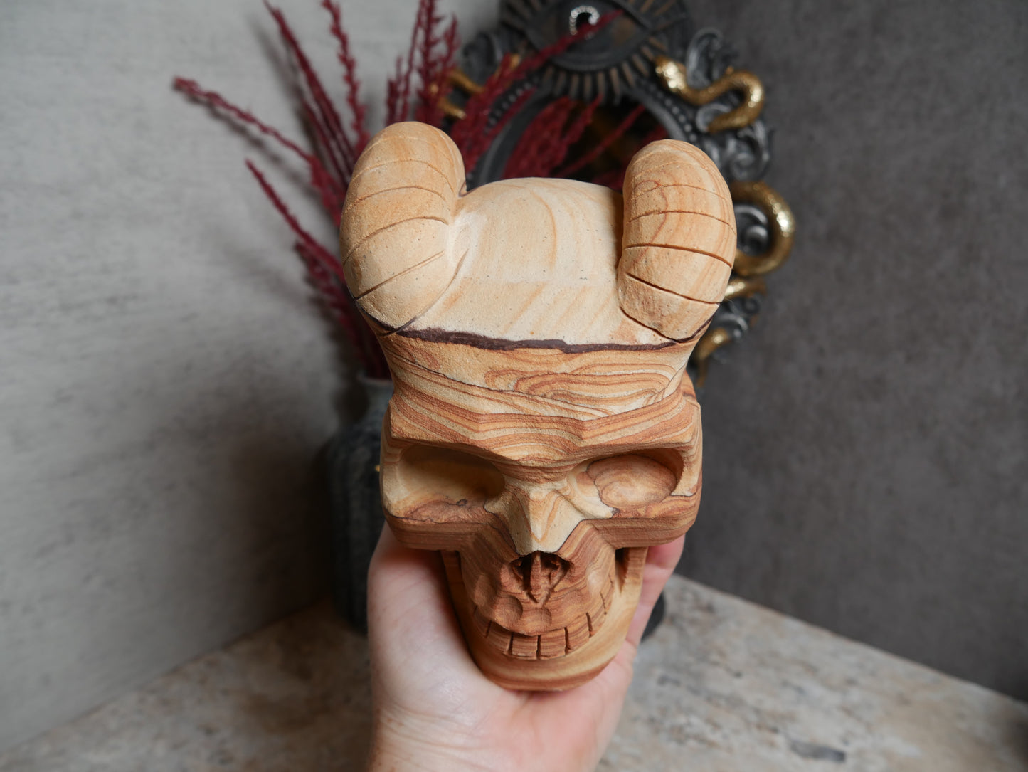 Sandstone Horned Skull