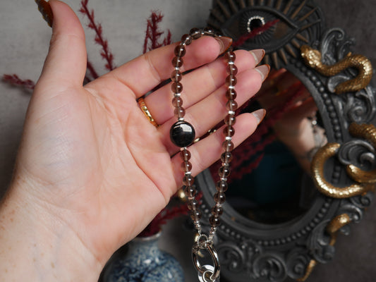 Ice Obsidian & Hypersthene Phone Chain