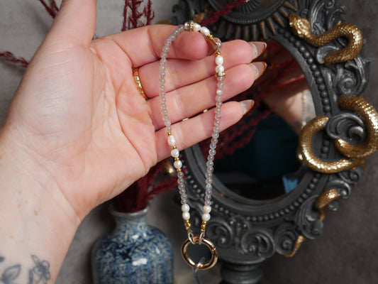 Labradorite & Pearl Phone Chain