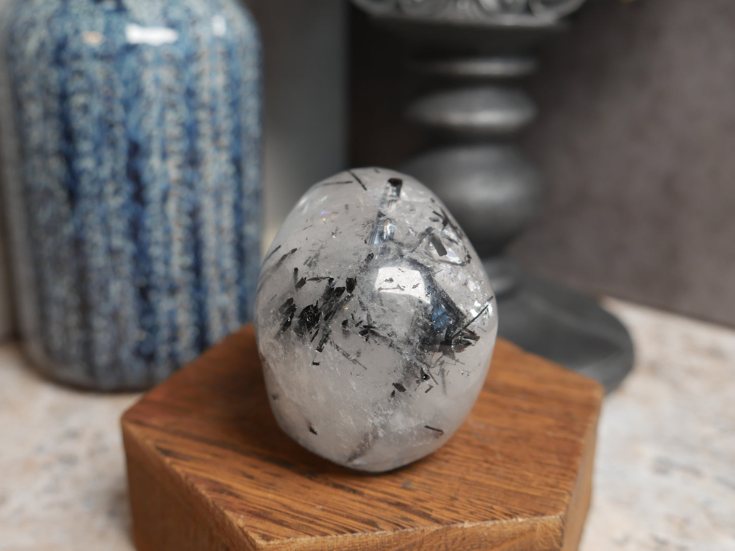 Tourmaline in Quartz Skull
