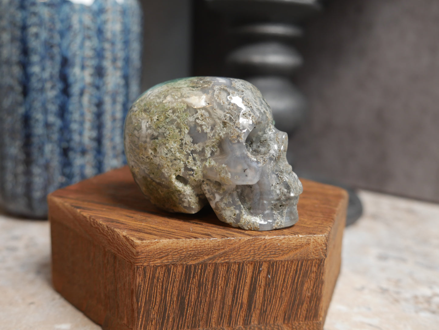 Moss Agate Skull