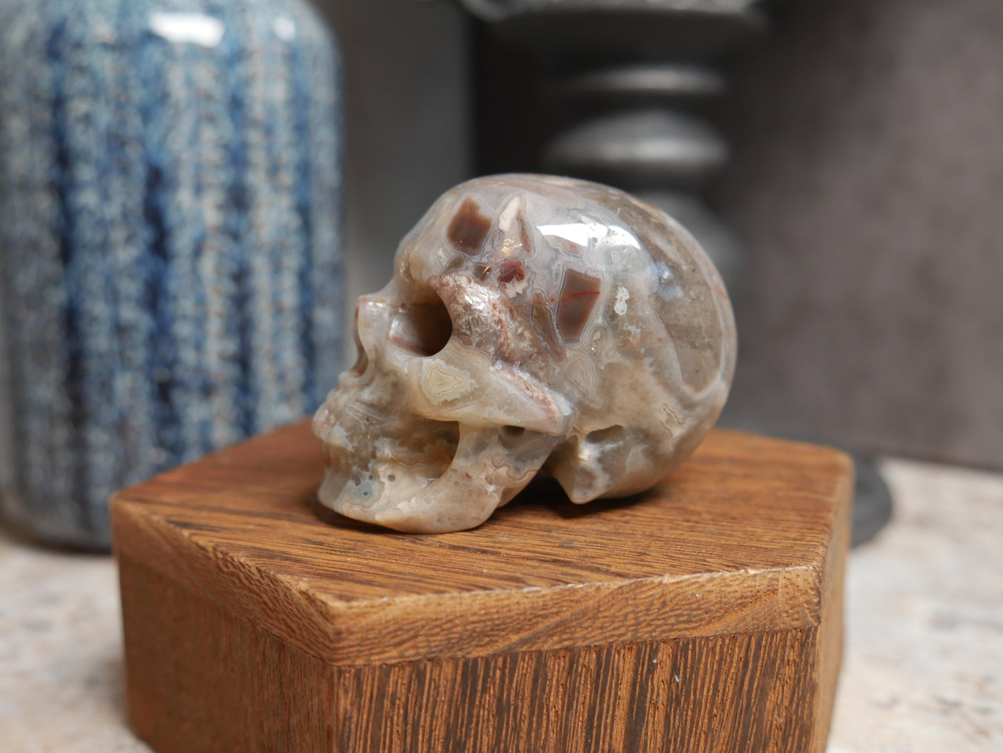 Crazy Lace Agate Skull