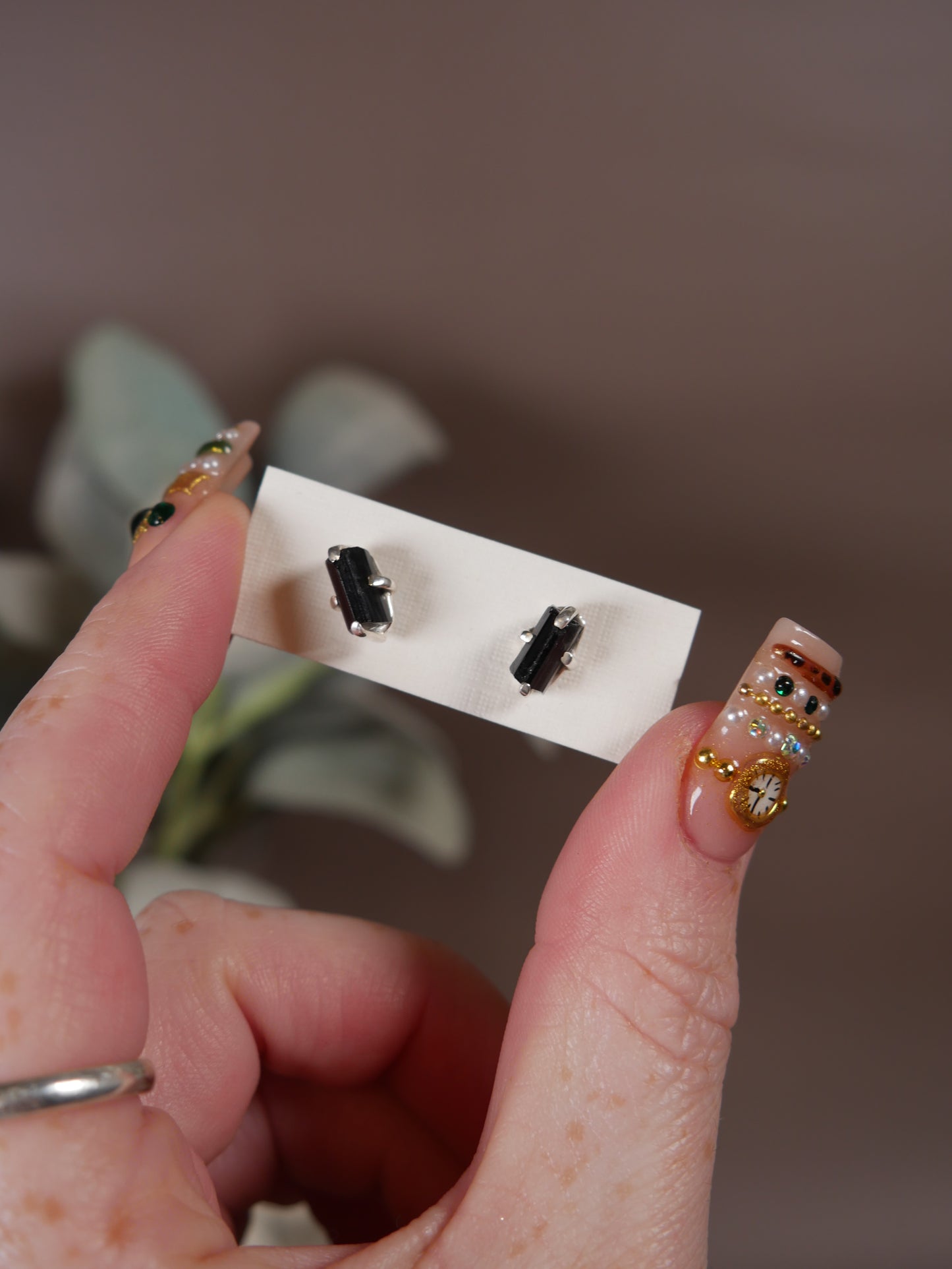 Black Tourmaline Studs