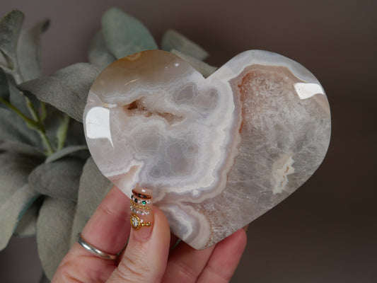 Pink Amethyst x Flower Agate Heart #3
