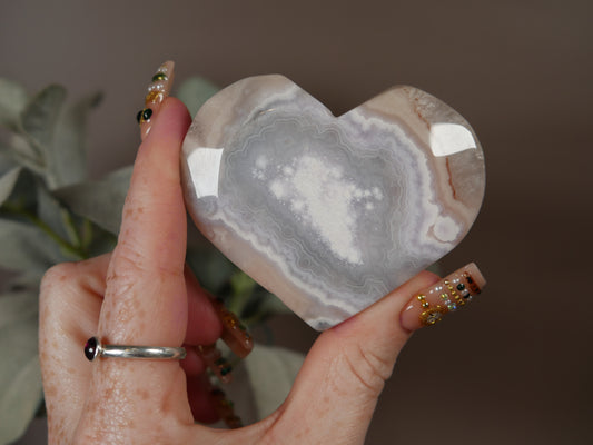 Pink Amethyst x Flower Agate Heart #5