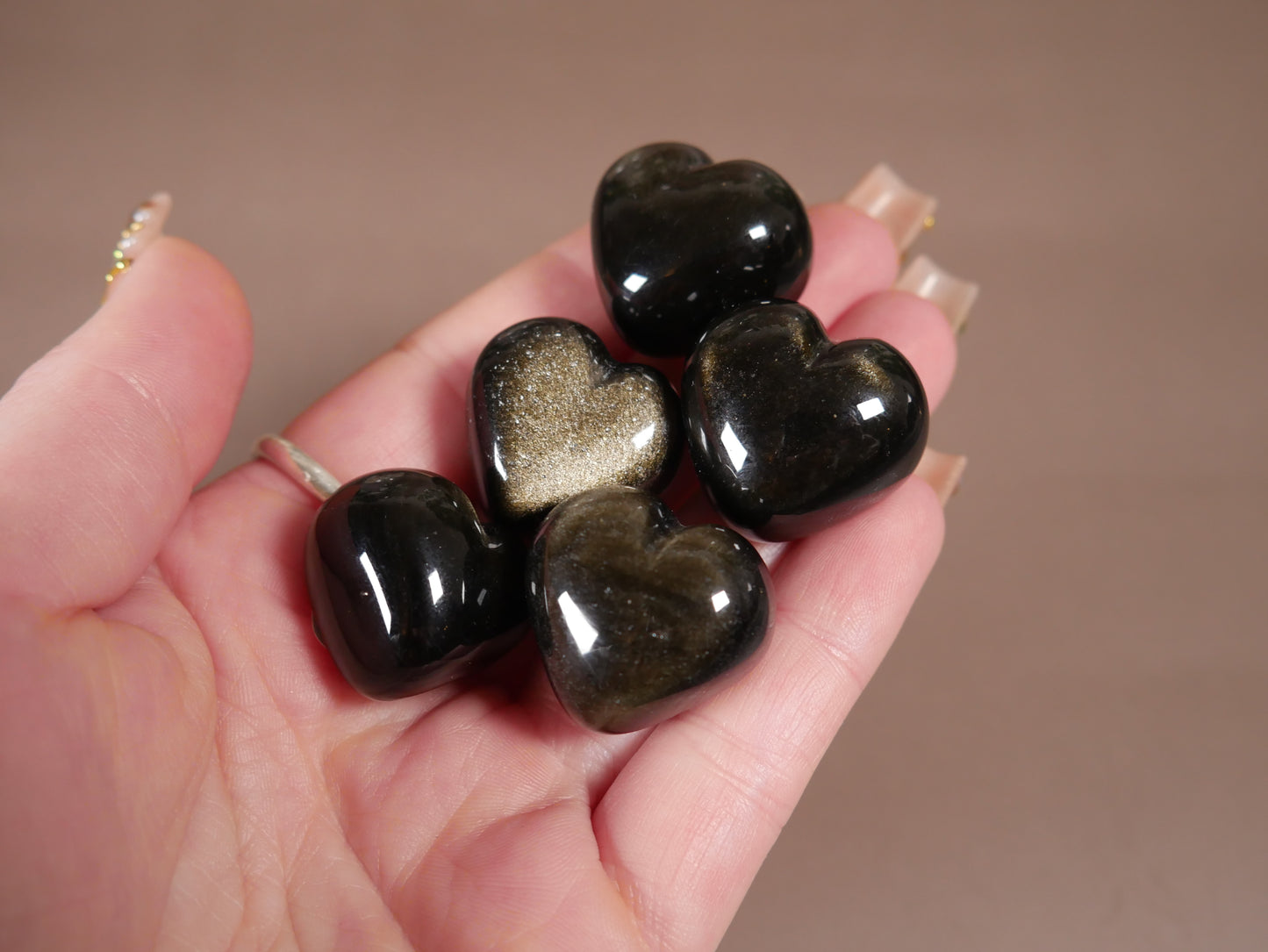 Gold Sheen Obsidian Puffy Heart