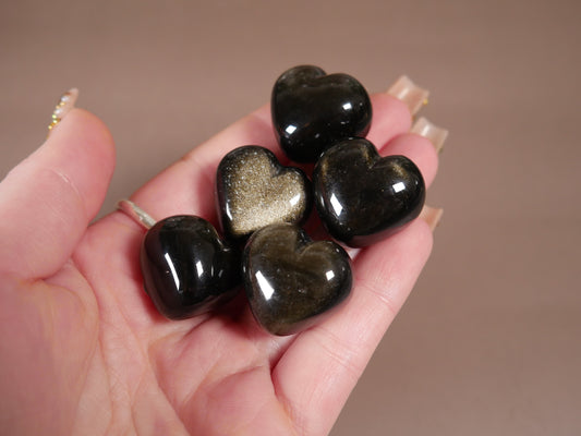 Gold Sheen Obsidian Puffy Heart