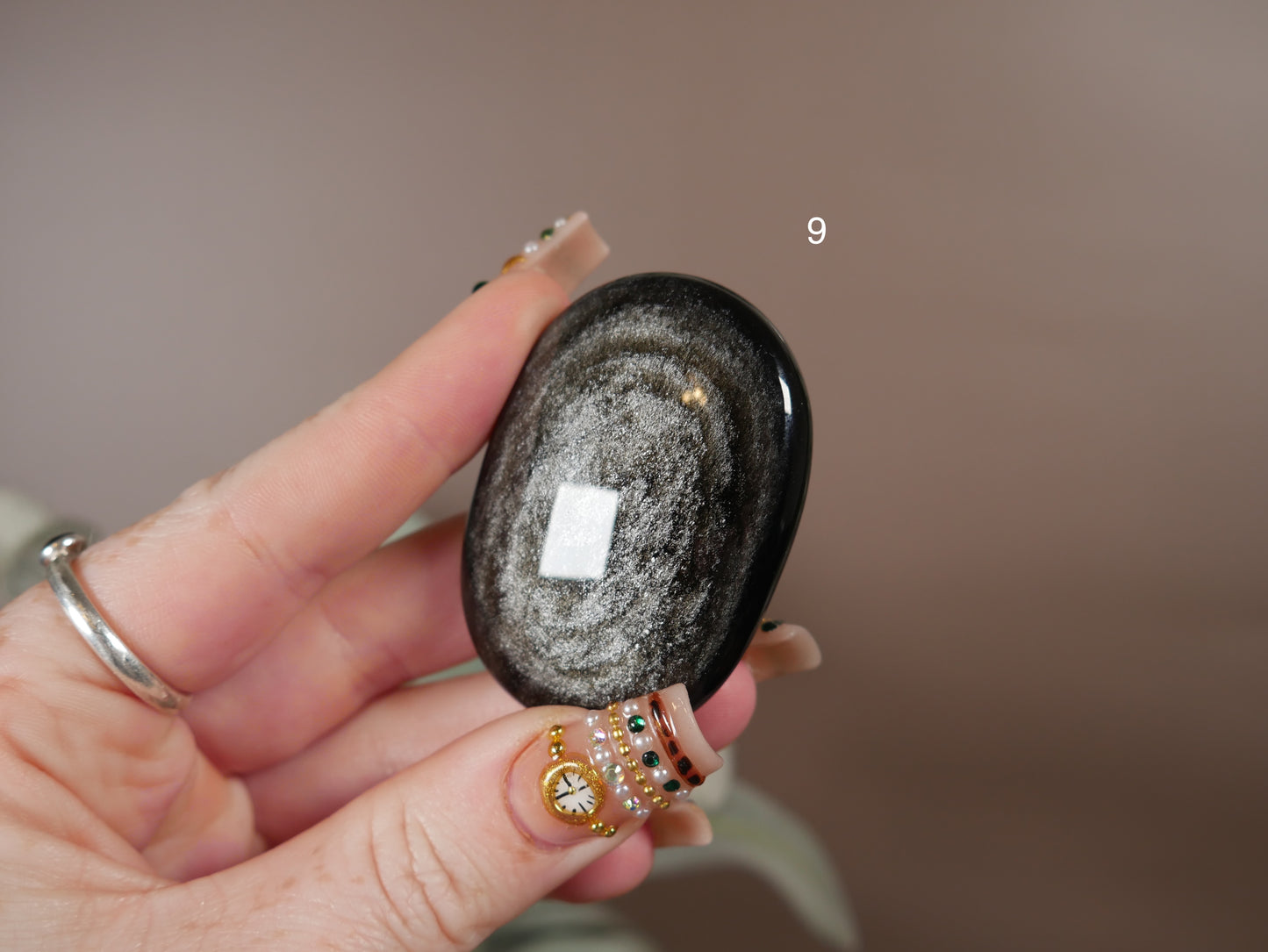 Silver Sheen Obsidian Palm Stone