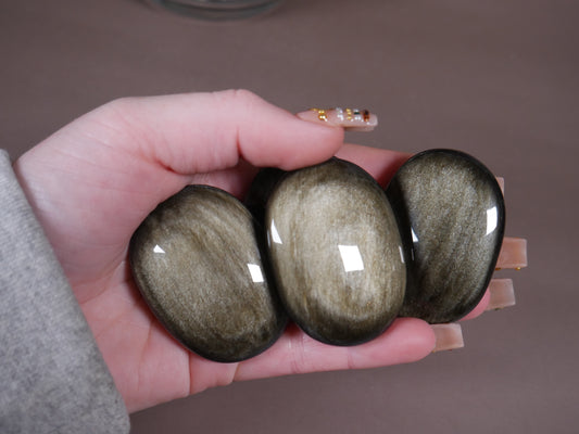 Gold Sheen Obsidian Palm Stone