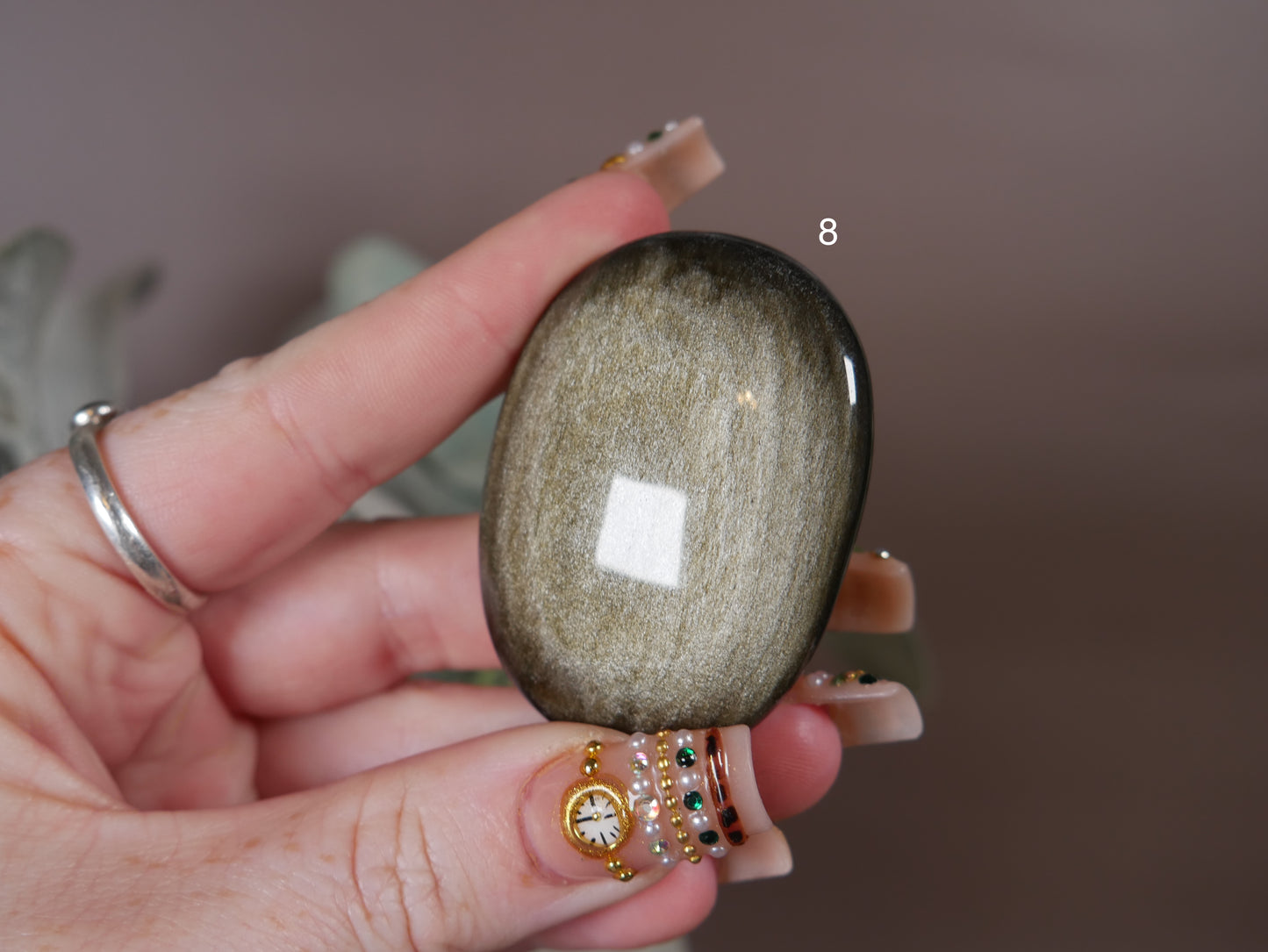 Gold Sheen Obsidian Palm Stone