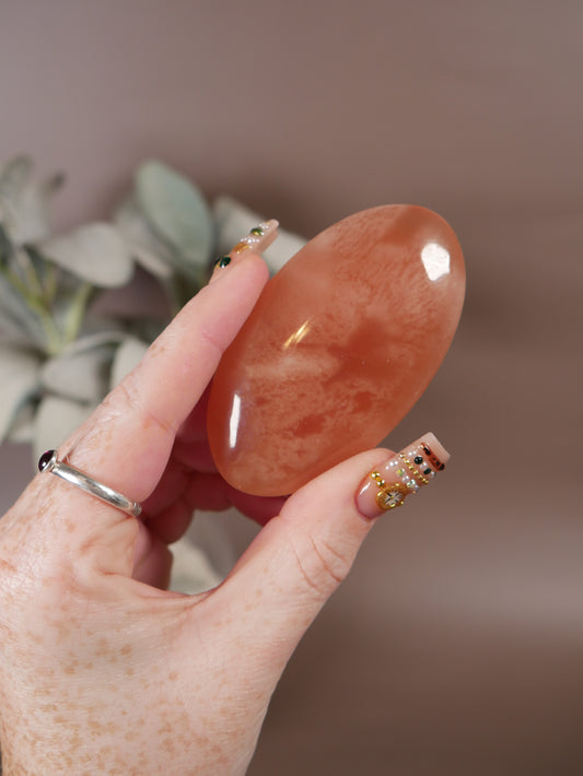 Honey Calcite Palm Stone