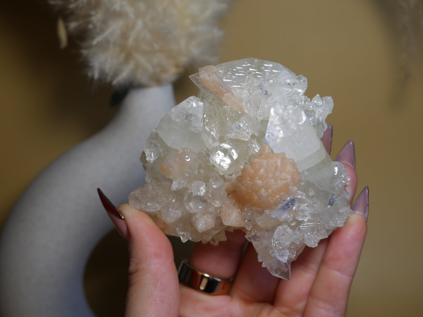 Diamond Apophyllite on Calcite #18