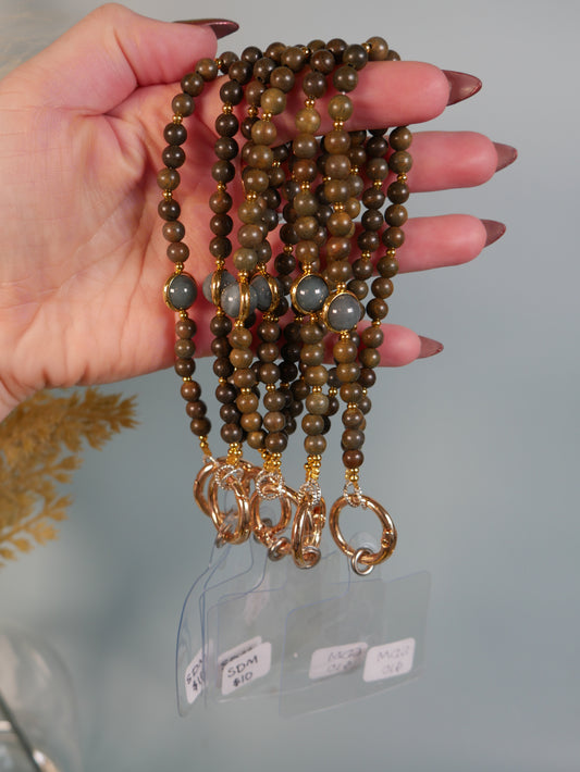 Sandalwood & Moss Agate Phone Chain