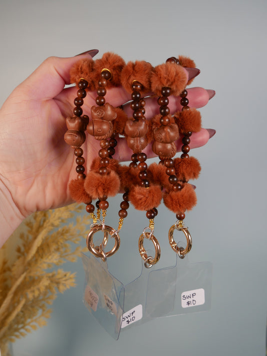 Sandalwood, Horse, and Puff Phone Chain