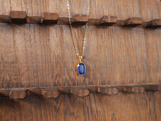 Gold Blue Kyanite Pendant