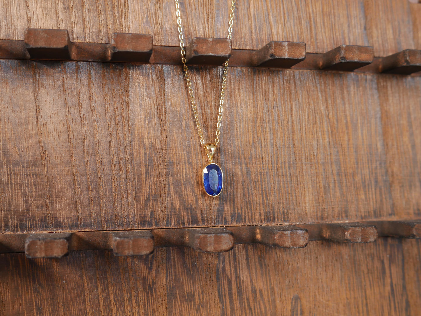 Gold Blue Kyanite Pendant