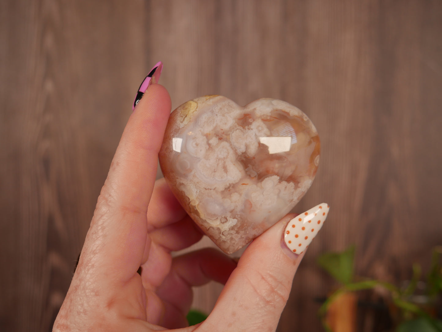 Flower Agate Heart #2