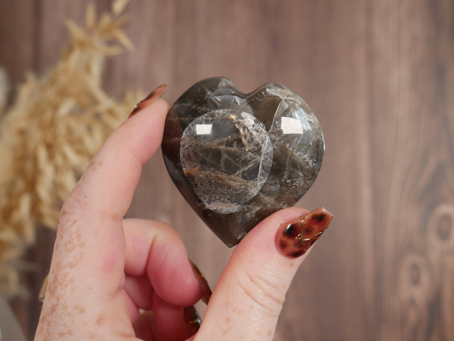 Black Moonstone Heart
