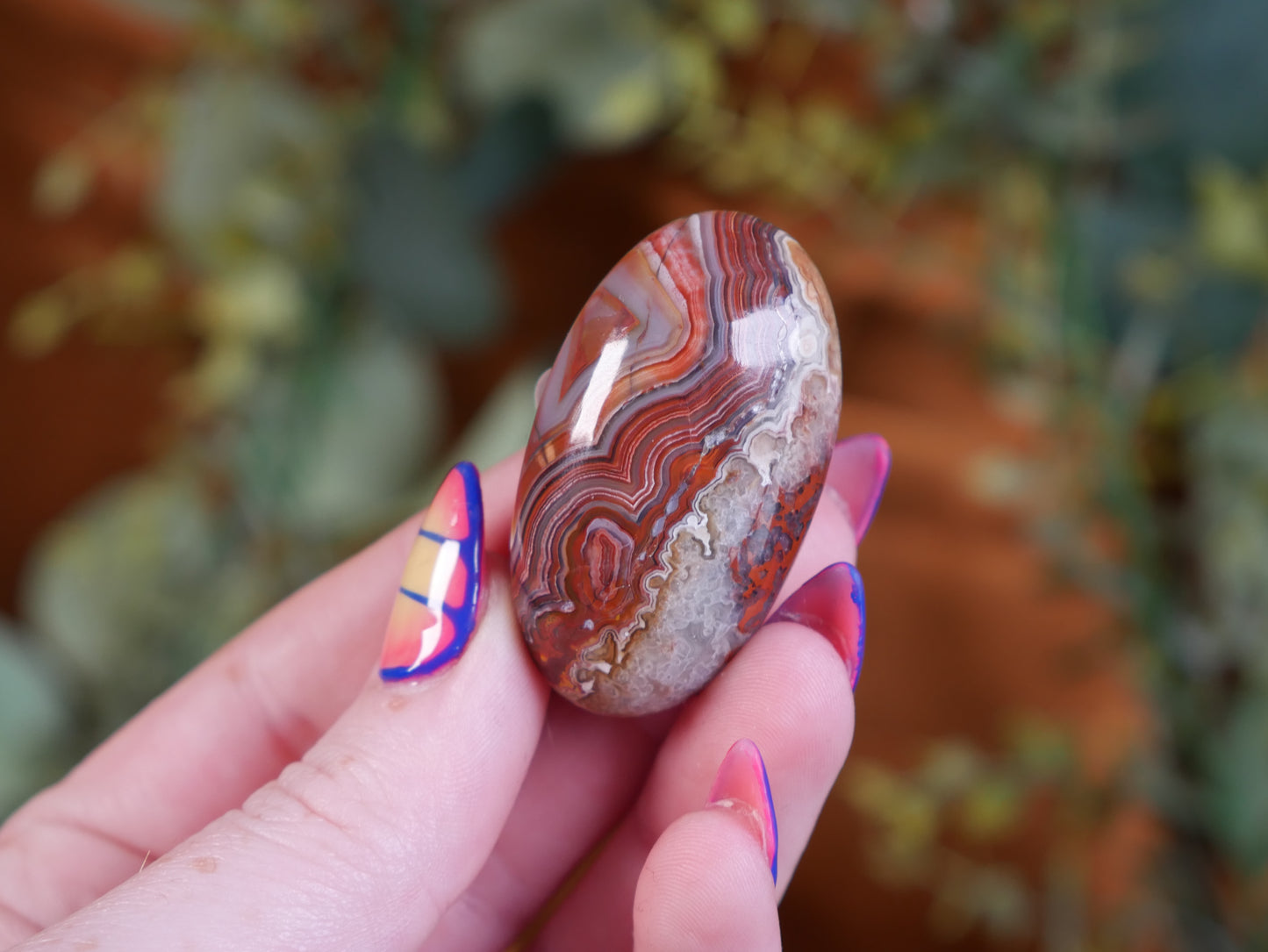 Crazy Lace Agate Palm Stone #3