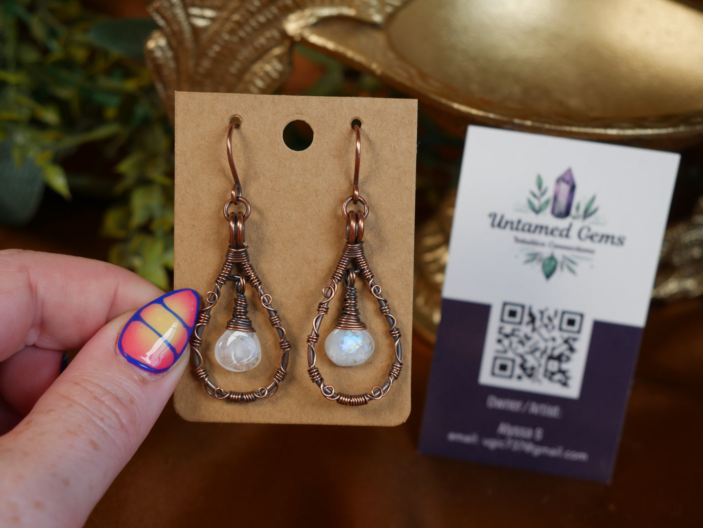 Moonstone Wire Wrapped Earrings - Untamed Gems