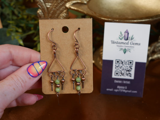 Green Calcite Wire Wrapped Earrings - Untamed Gems