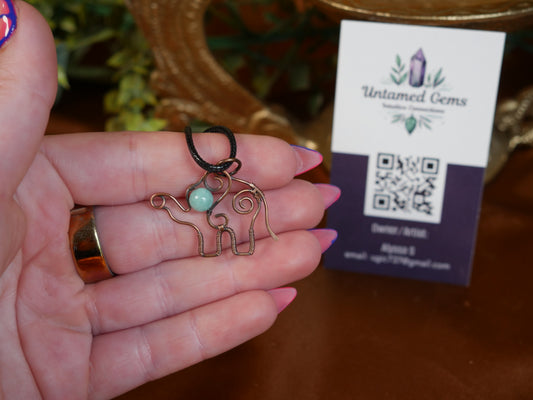 Ammonite Elephant Wire Wrapped Pendant - Untamed Gems