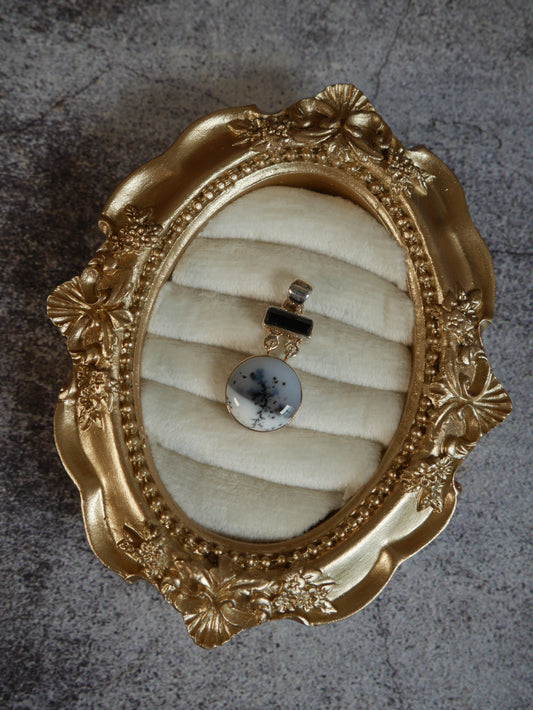 Black Tourmaline & Dendritic Opal Pendant