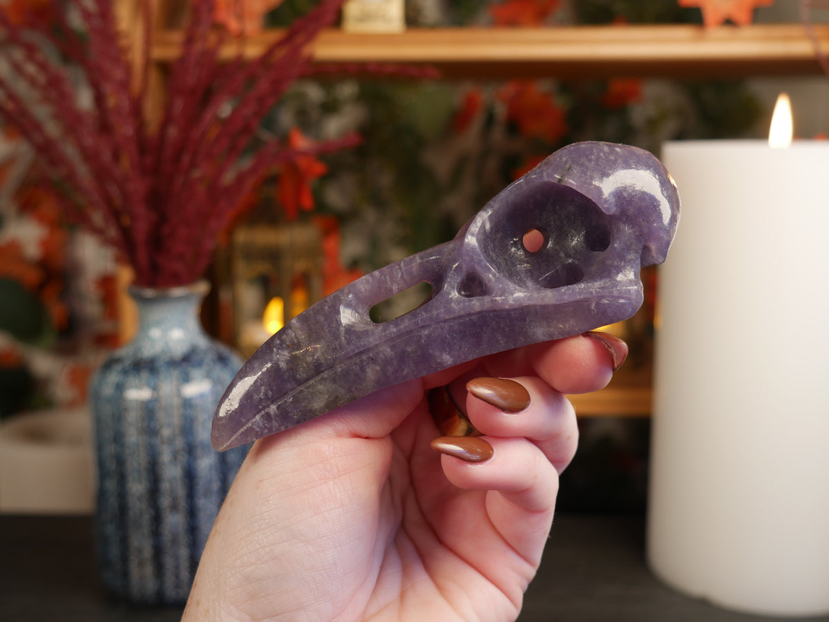 Lepidolite Raven Skull