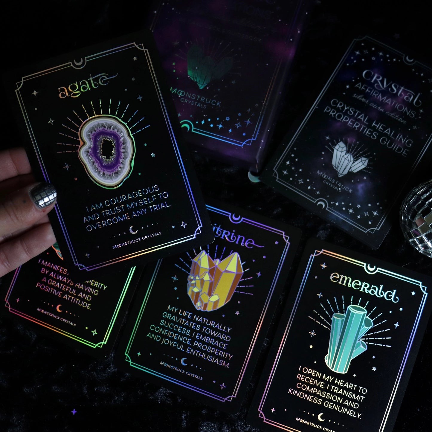 Moonstruck Crystals Silver Affirmations Deck